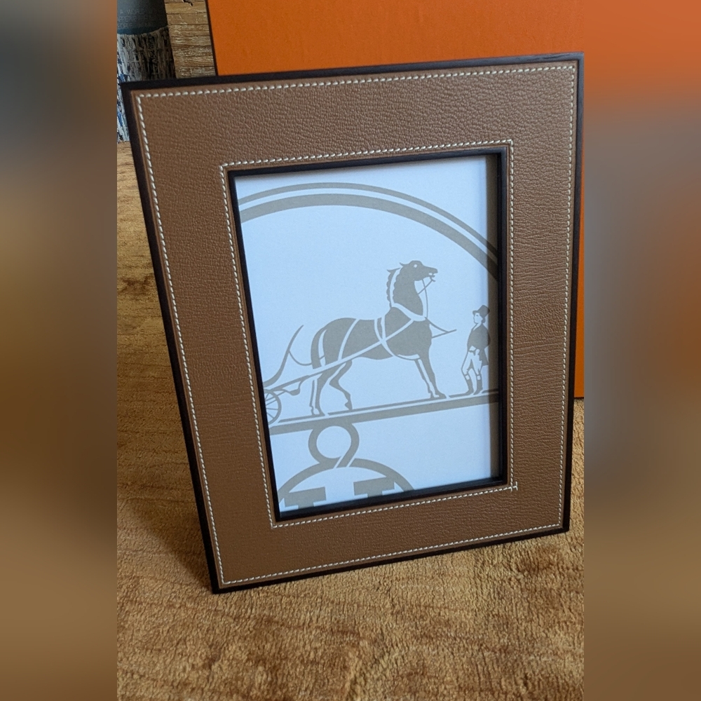 Hermes Pleiade Leather and Mahogany Picture Frame